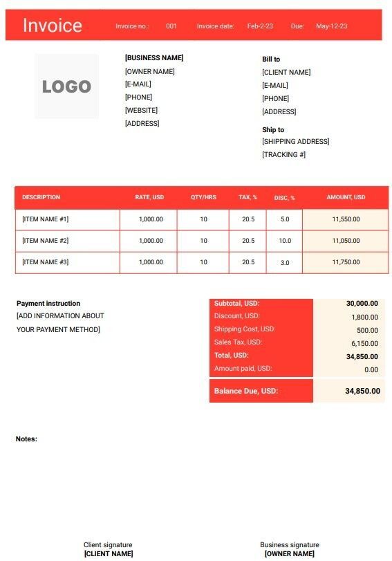 Free Law Firm Invoice Templates Word Excel Pdf