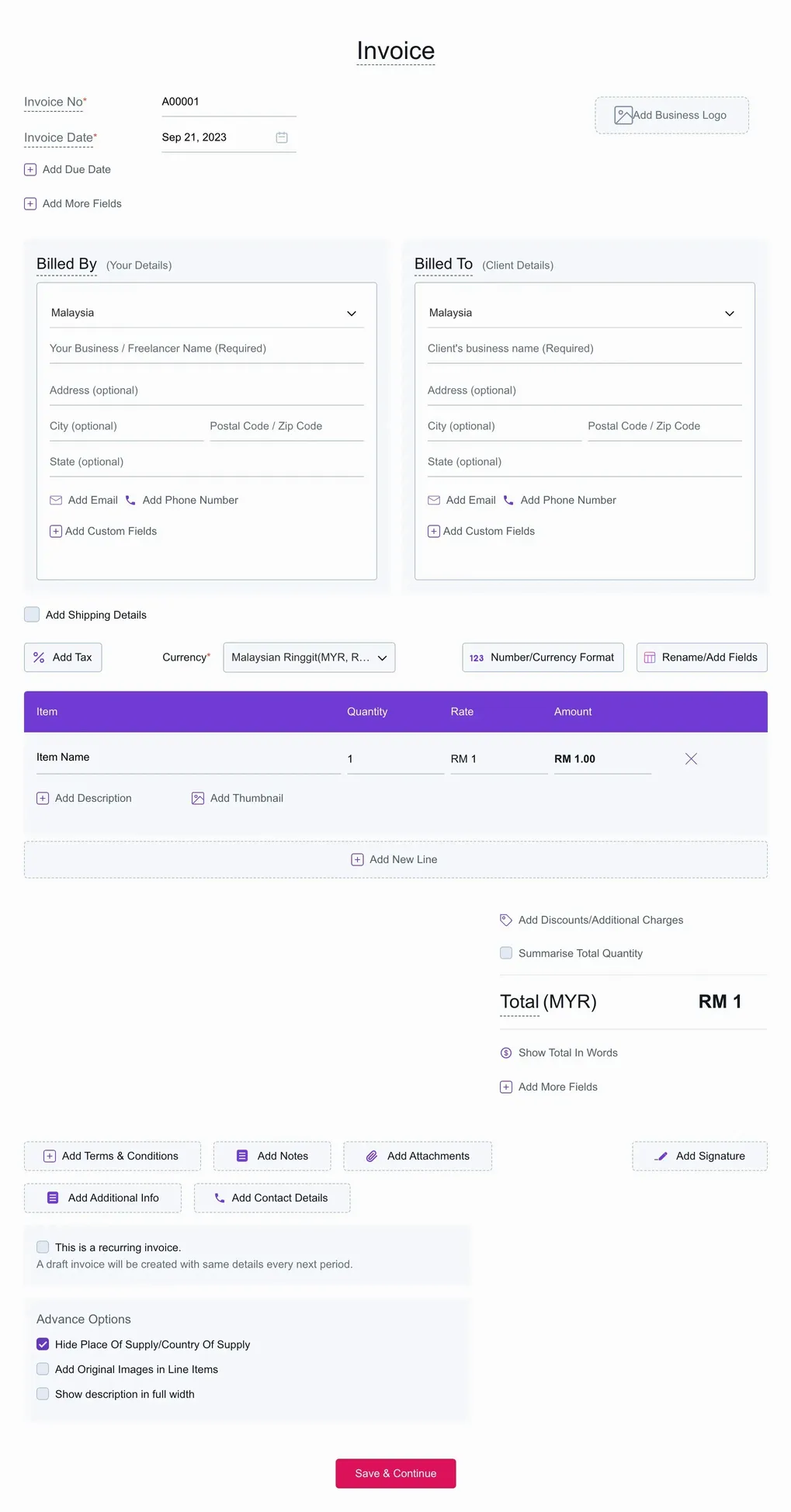 SST Invoice Format