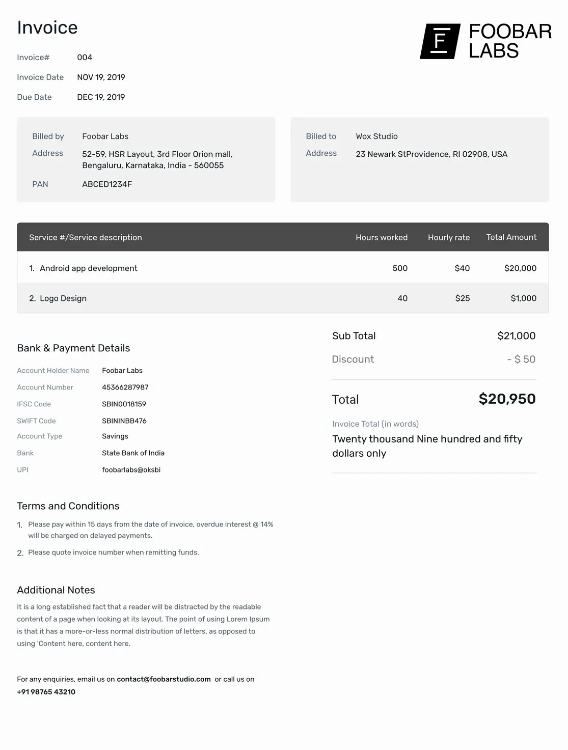 Free Invoice Templates