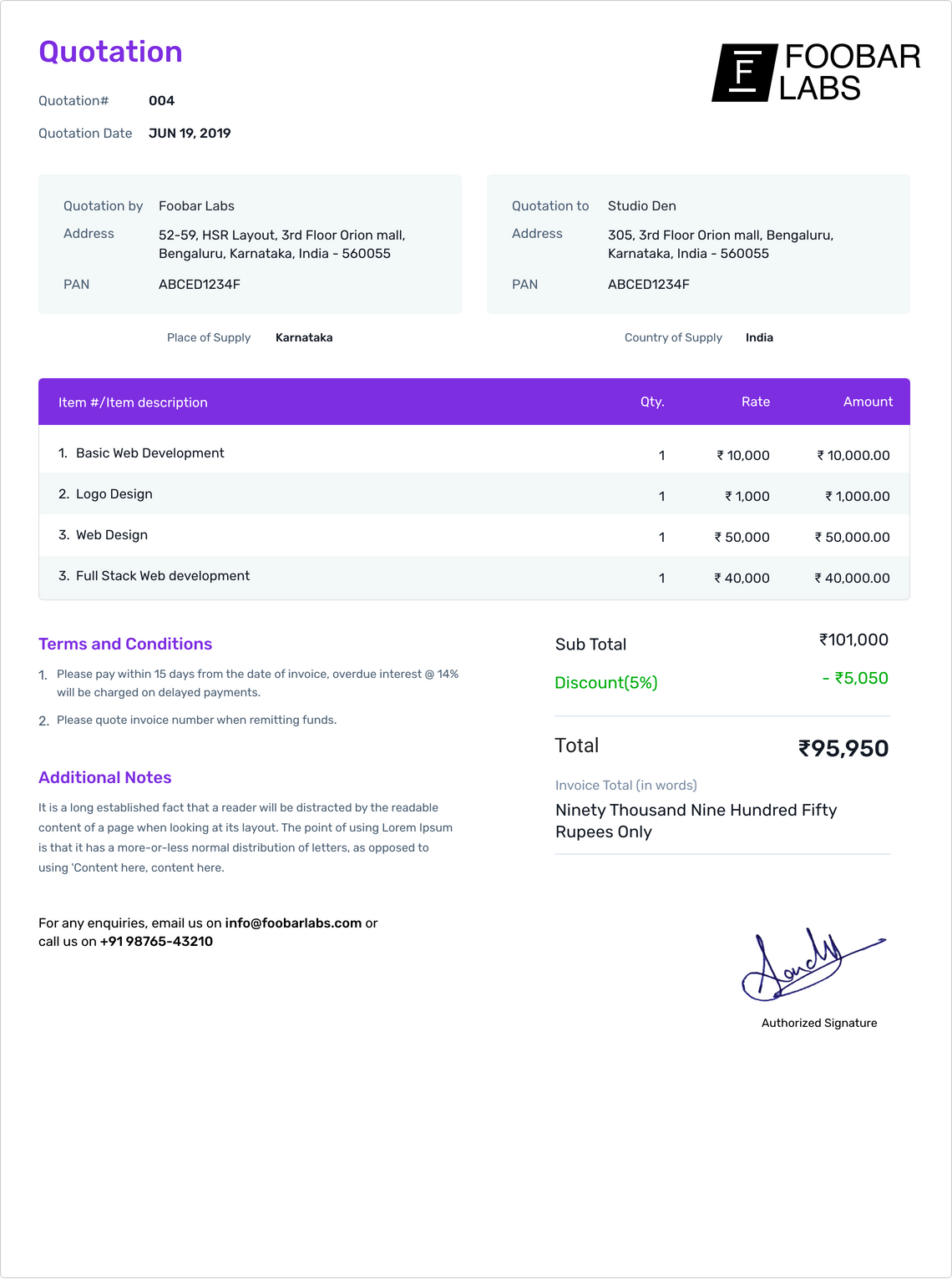 Free Quotation Templates | Email & PDF Download | Refrens