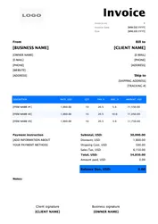 Tax Invoice Template Excel