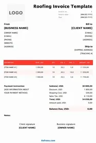 Roofing Invoice Template Excel