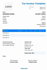 Tax Invoice Template Excel