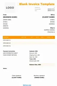 Blank Invoice Template Excel