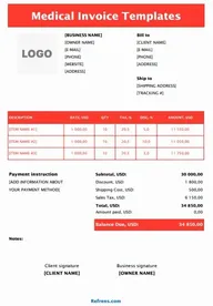 Medical Invoice Template Excel