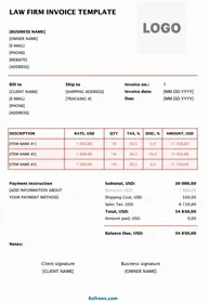 Law Firm Invoice Template Excel