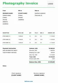 Photography Invoice Template Excel