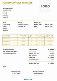 Plumbing Invoice Template Excel