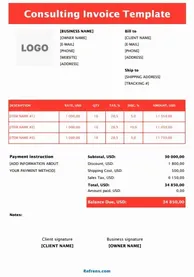 Consulting Invoice Template Excel