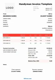 Handyman Invoice Template Excel