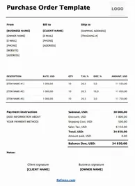 Online Purchase Order Template