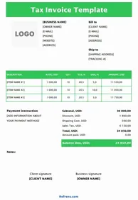 Tax Invoice Template Excel