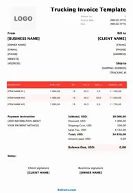 Trucking Invoice Template Excel