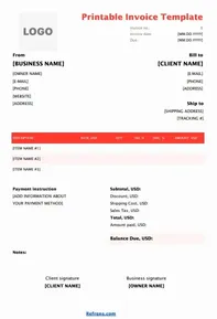 Printable Invoice Template 