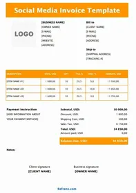 Social Media Invoice Template