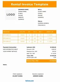 Rental Invoice Template Excel