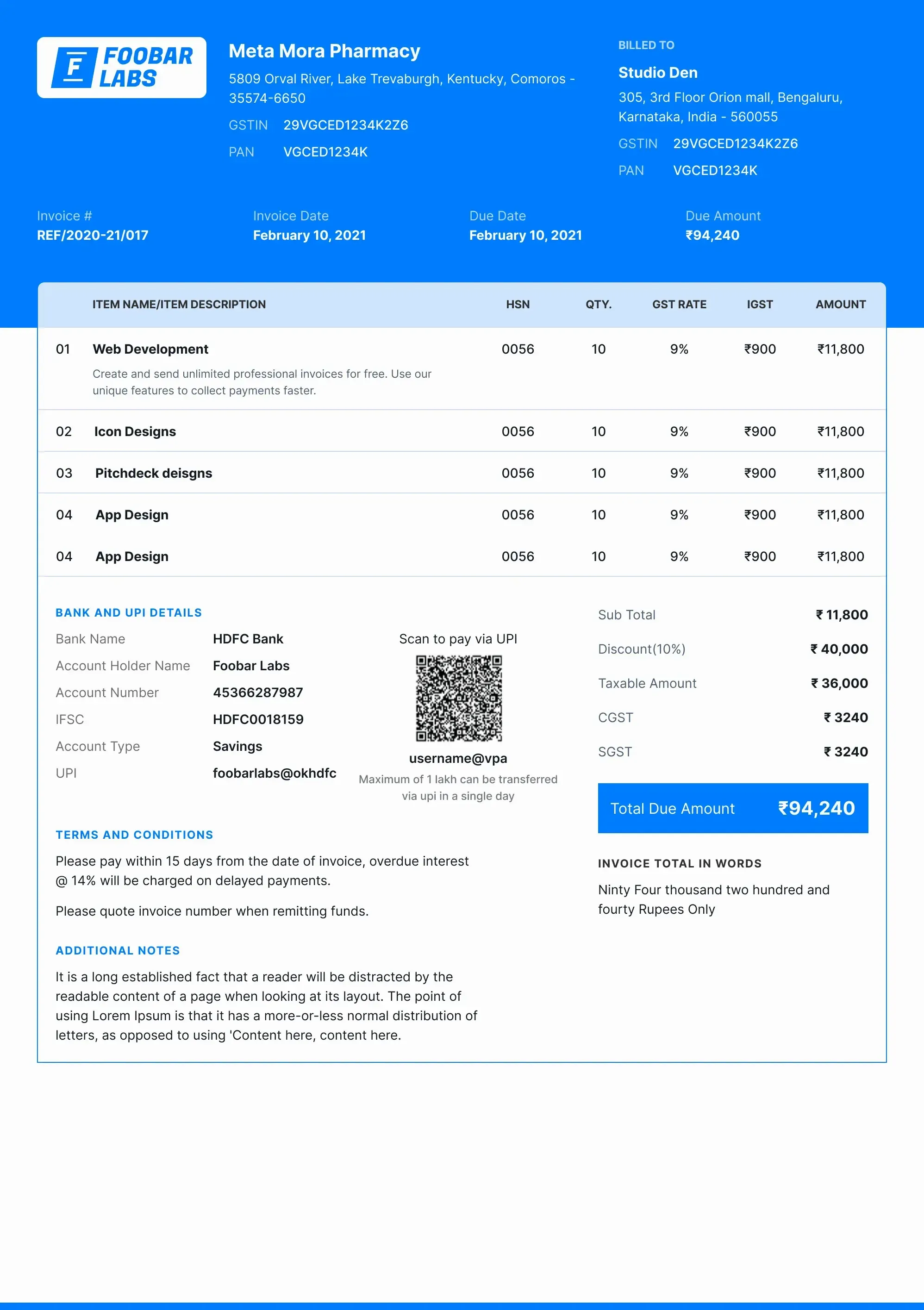 Sample Invoice Format