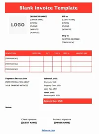 Blank Invoice Template Excel