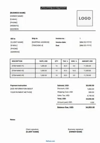 Free Purchase Order Format