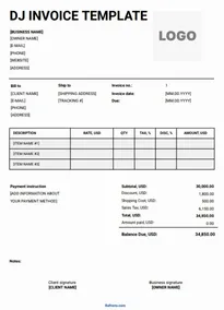 DJ Invoice Template Word