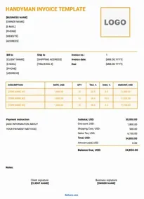 Handyman Invoice Template Word