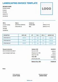 Landscaping Invoice Template Word