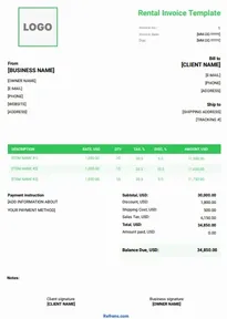 Rental Invoice Template Word