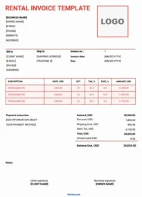 Rental Invoice Template Word