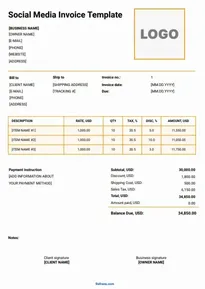 Social Media Invoice Template