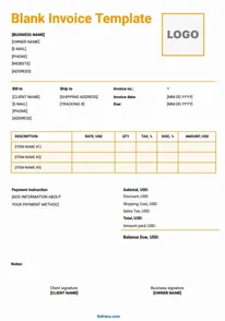 Blank Invoice Template Word