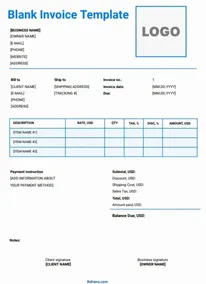 Blank Invoice Template Word