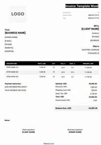 Invoice Template Word