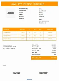 Law Firm Invoice Template Word