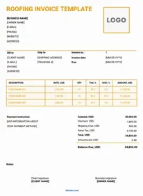 Roofing Invoice Template Word