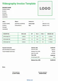 Modern Videography Invoice Template Word