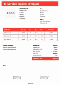 IT Invoice Template Word