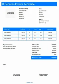 IT Services Invoice Template Word