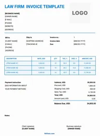 Law Firm Invoice Template Word