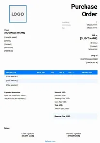 Online Purchase Order Template