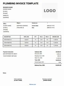 Plumbing Invoice Template Word