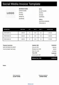 Social Media Invoice Template