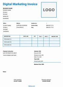 Digital Marketing Invoice Template Word