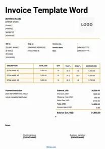 Invoice Template Word