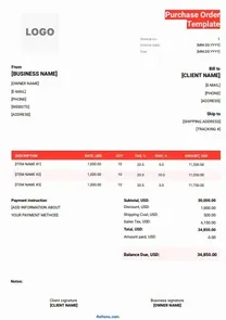 Purchase Order Template Word