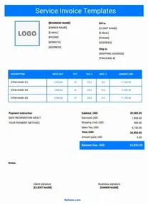 Service Invoice Template Word