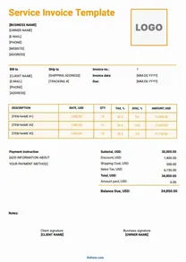 Service Invoice Template Word