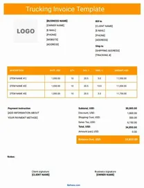 Trucking Invoice Template Word