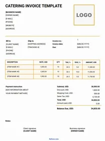 Catering Invoice Template Word