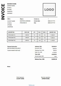 Free Invoice Template Malaysia