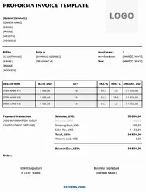 Proforma Invoice Template